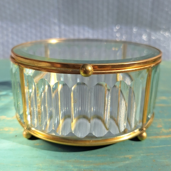 Glass Display Box Gold Metal Jewelry Box Display Case Holder Stained Glass - Picture 12 of 16